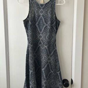 H&M Blue and White Fit and Flare Racerback Dress